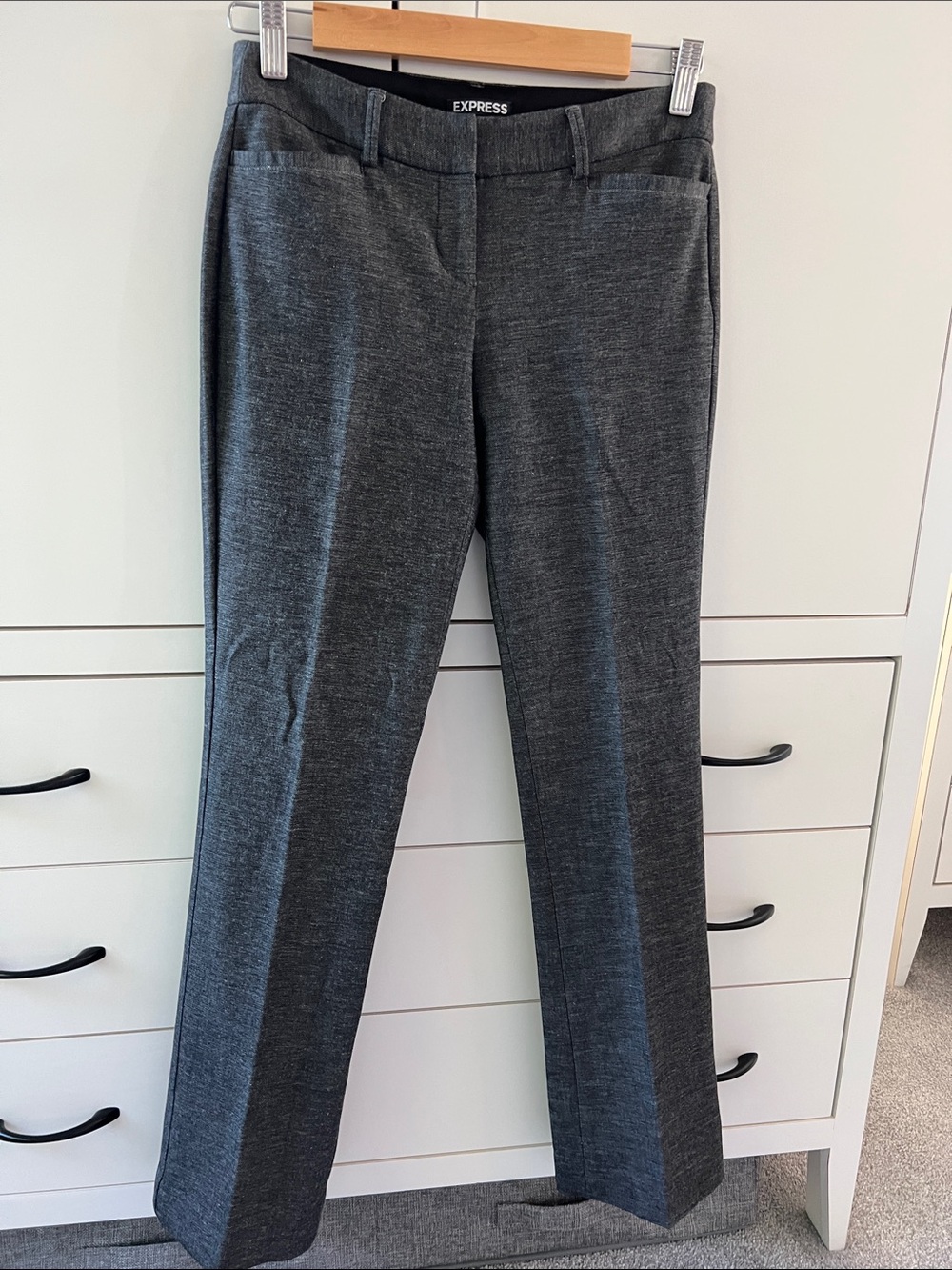 Express Dark Gray Straight-Leg Dress Trousers